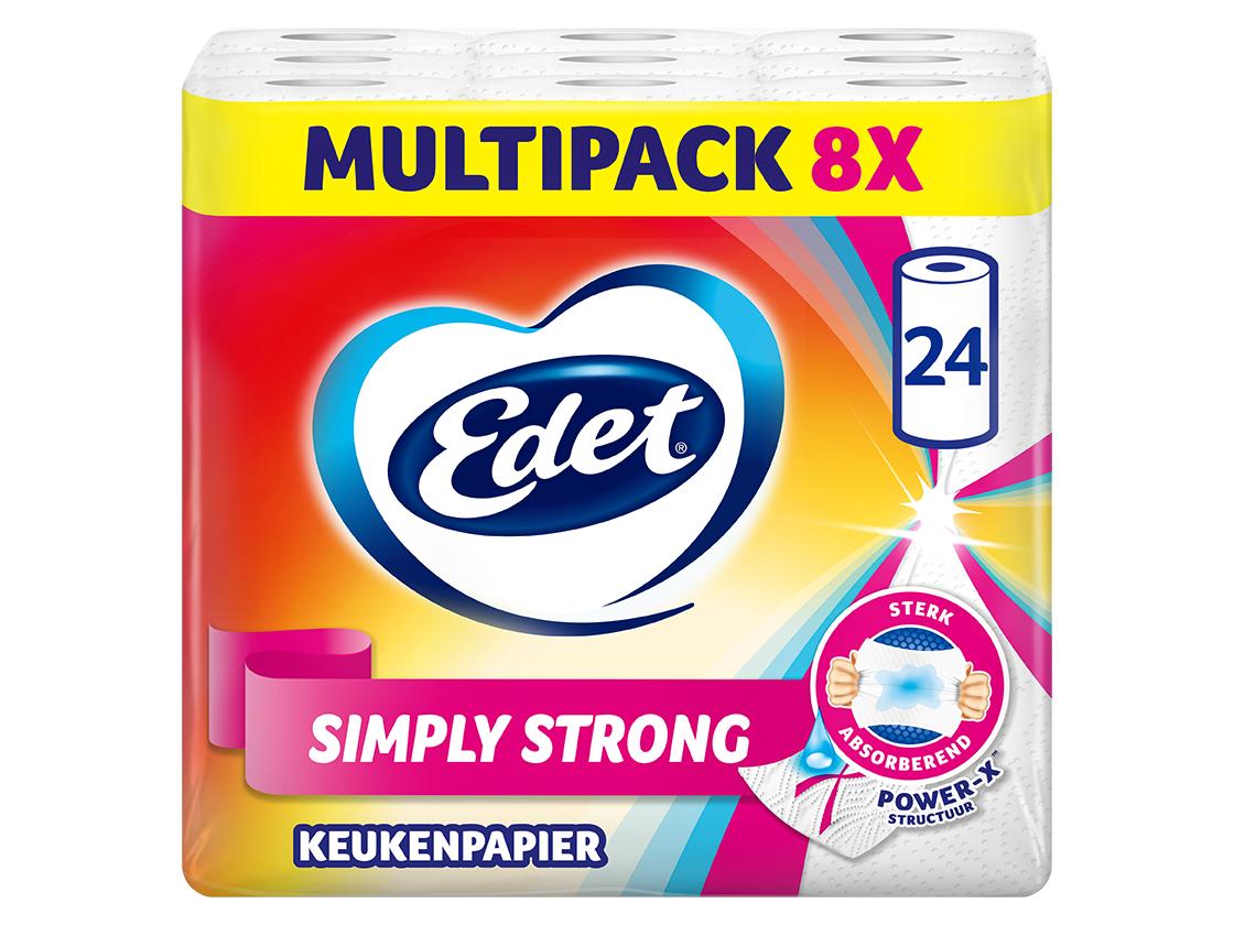 Edet Simply Strong Küchenpapierrolle – 3-lagig – 24 Rollen – Weiß