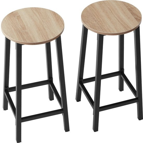tectake - 2er Set Barhocker "Corby" - industriell - hellbraun - 404333