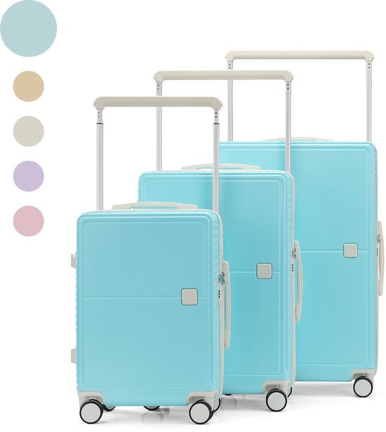 Skycases City Walker - 3-teiliges Kofferset | Leicht & Langlebig | 20, 24 & 28 Zoll | 360° Spinner-Räder | TSA-Schloss | Inklusive Schutzhüllen - Tiffany Blau