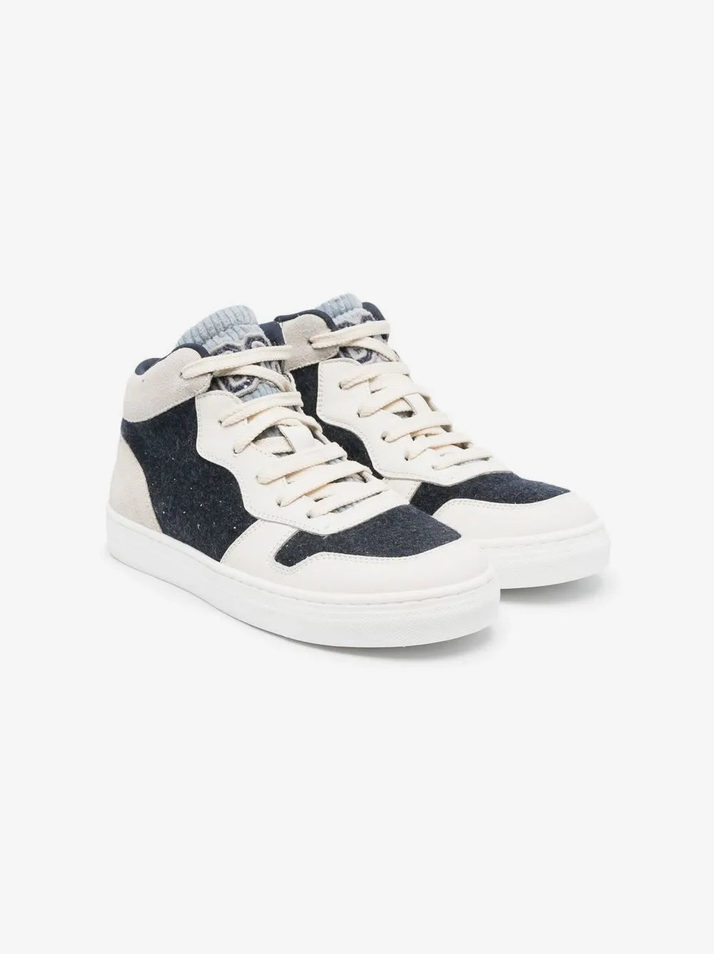 Brunello Cucinelli Kindersneaker „Cloud“ Weiß/Jet Black – Kalbsleder – Hergestellt in Italien
