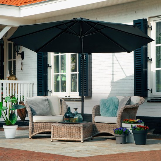 VONROC Premium Floating Parasol Bardolino Ø300cm - Inkl. Kreuzfuß & Schutzhülle - Runder Sonnenschirm - 360° drehbar - Neigbar - UV-beständiges Tuch - Schwarz