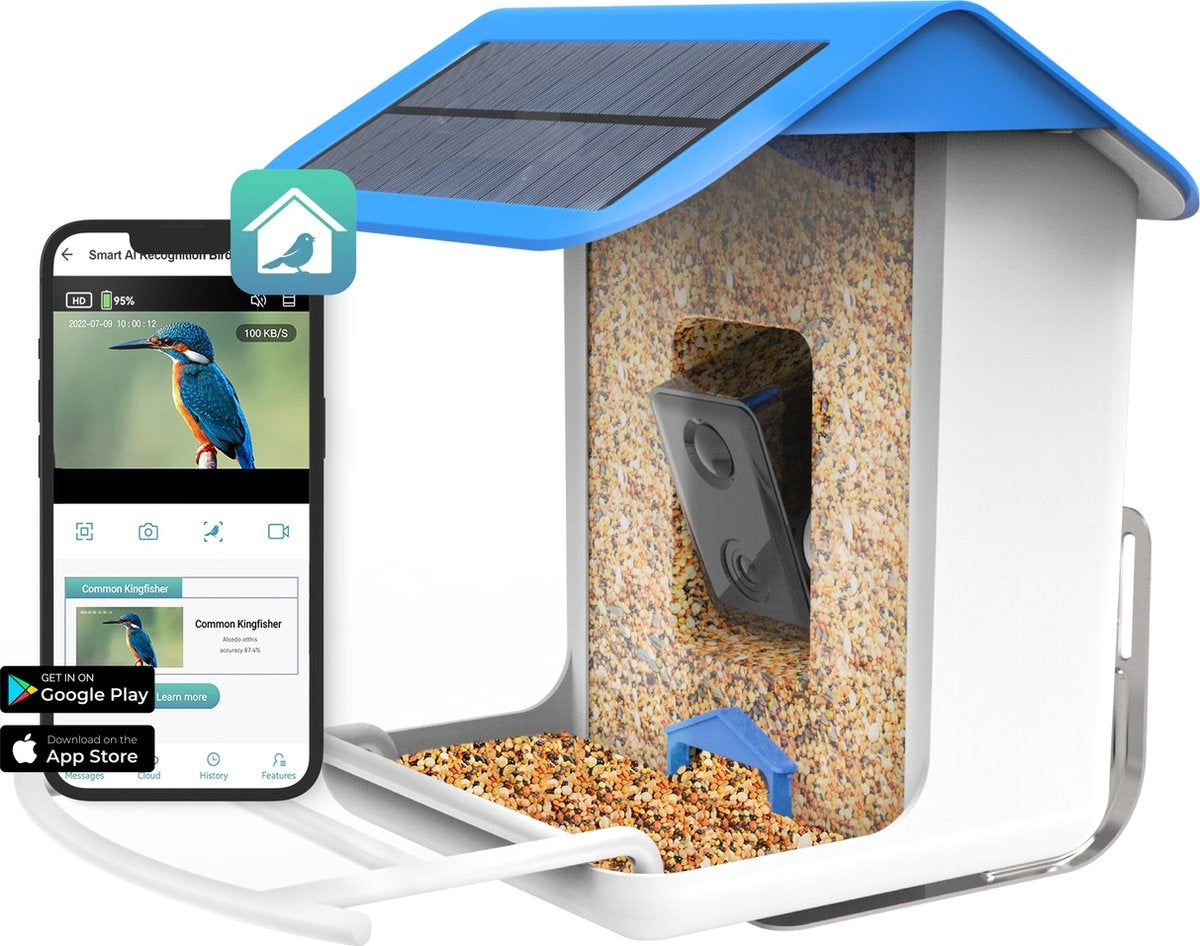 BOME - Vogelfutterhaus - Kamera und Audio - AI-Vogelerkennung - Vogelfutterhaus aufhängen - Vogelfutter