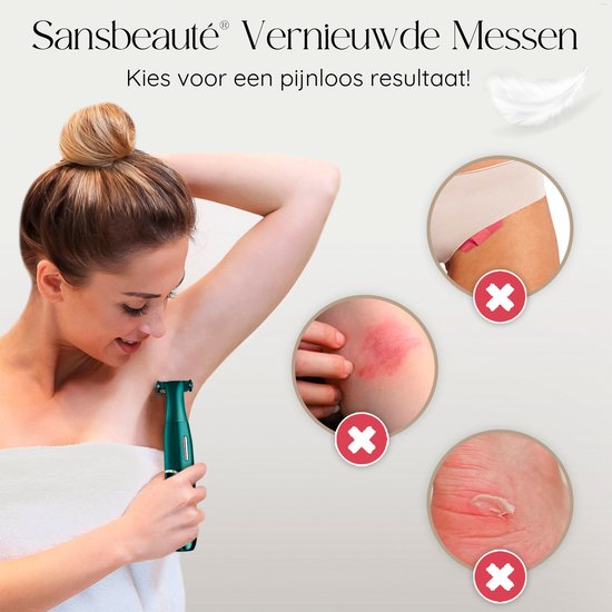 6-in-1 Bikini-Trimmer - Sansbeauté® - Gesicht - Achseln - Beine - Bikinizone - Augenbrauentrimmer - Gesichtshaarentfernung Damen - Intimzone - Ladyshaves Bikini - Epilierer elektrisch