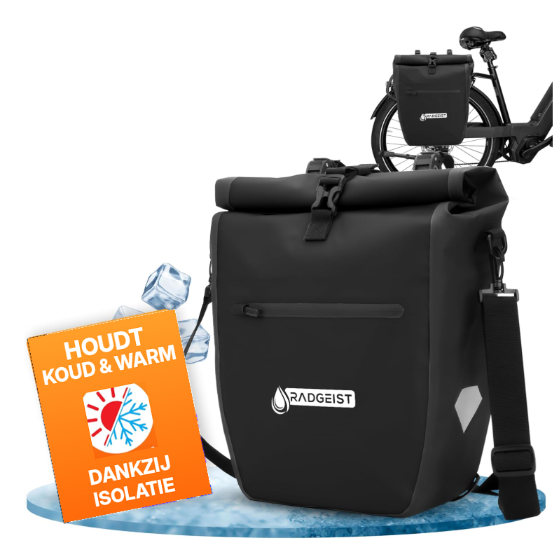Radgeist 2-in-1-Fahrradtasche und Umhängetasche – 20 Liter – Isoliert – Schwarz