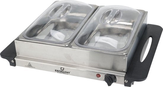 Buffetwärmer - Elektrisch - Mit 2 Edelstahltabletts