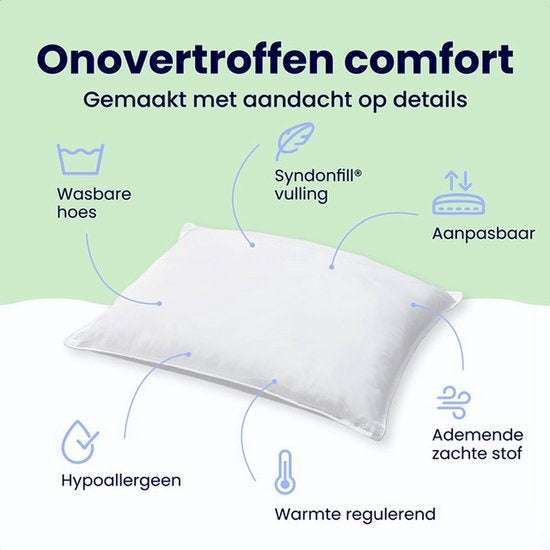 Soulsnooze - Luxus Hotel Qualität Kissen - 2er Set - Weiß - Medium - 60x70 cm - Verstellbares Design - Schlafzimmer Kissen - Anti Allergie - Waschbar