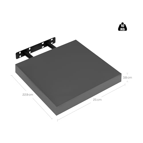 Woltu Rechteckiges Wandregal Bücherregal - Dunkelgrau MDF - 25 cm