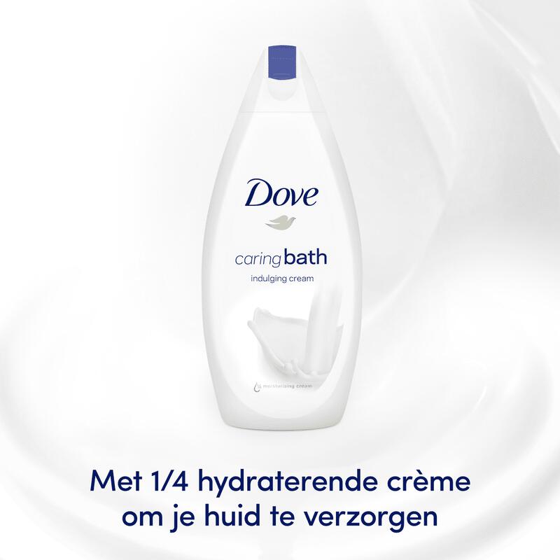 Dove Caring Bath Indulging Cream Badecreme – 450 ml – Feuchtigkeitsspendender Badeschaum mit ¼ Pflegecreme – Für eine weiche und geschmeidige Haut