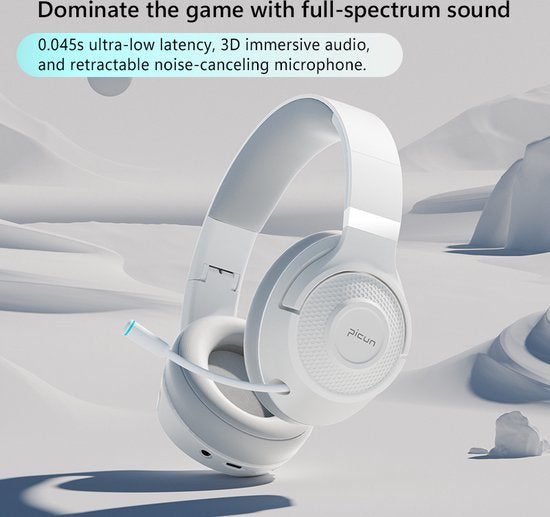 Picun - BG-01 - Kopfhörer - Gaming-Headset - Kabellos/Bluetooth - Multi-Plattform - Weiß