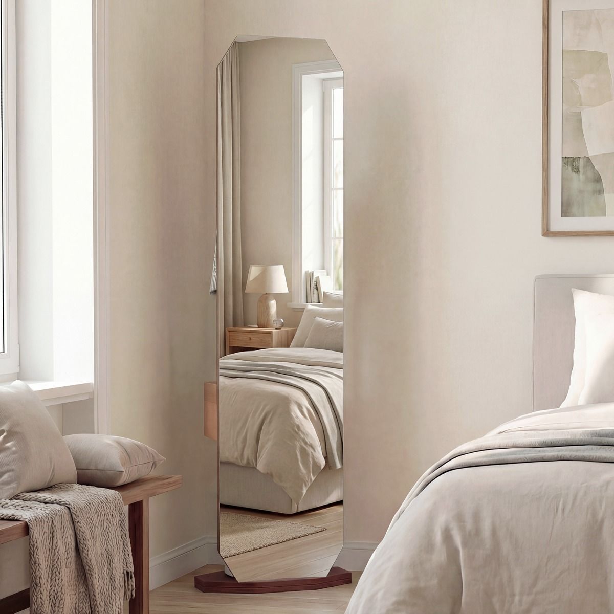 Coast Ganzkörperspiegel mit Ständer – 3-in-1-Garderobe – um 360° drehbar – Walnuss