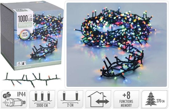 Weihnachtsbeleuchtung mit Mikroclustern – 1000 LEDs – Mehrfarbig – 20 Meter – 8 Leuchtmodi