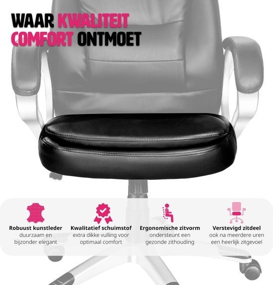 tectake Luxury Design Bürostuhl - Schwarz - Kunstleder - Verstellbar - 400578
