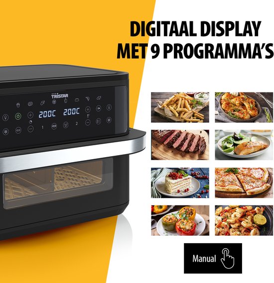 Tristar Airfryer FR-9432 – 10 l – Dual Zone Flex – Sichtfenster – 8 Vorprogramme – Snackverteiler – 2800 W
