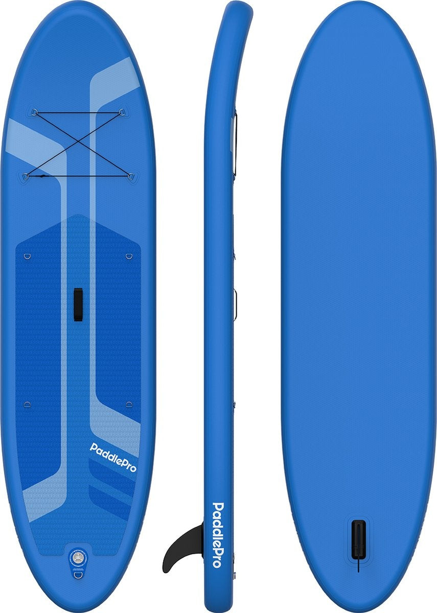 LifeGoods SUP Board - Deluxe Set - mit Sitz - Aufblasbares Paddle Board - Max. 135KG - 320x81cm - Blau