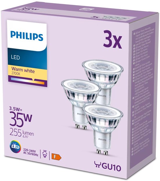 Philips LED-Spot – 35 W – GU10 – Warmweißes Licht – 3 Stück