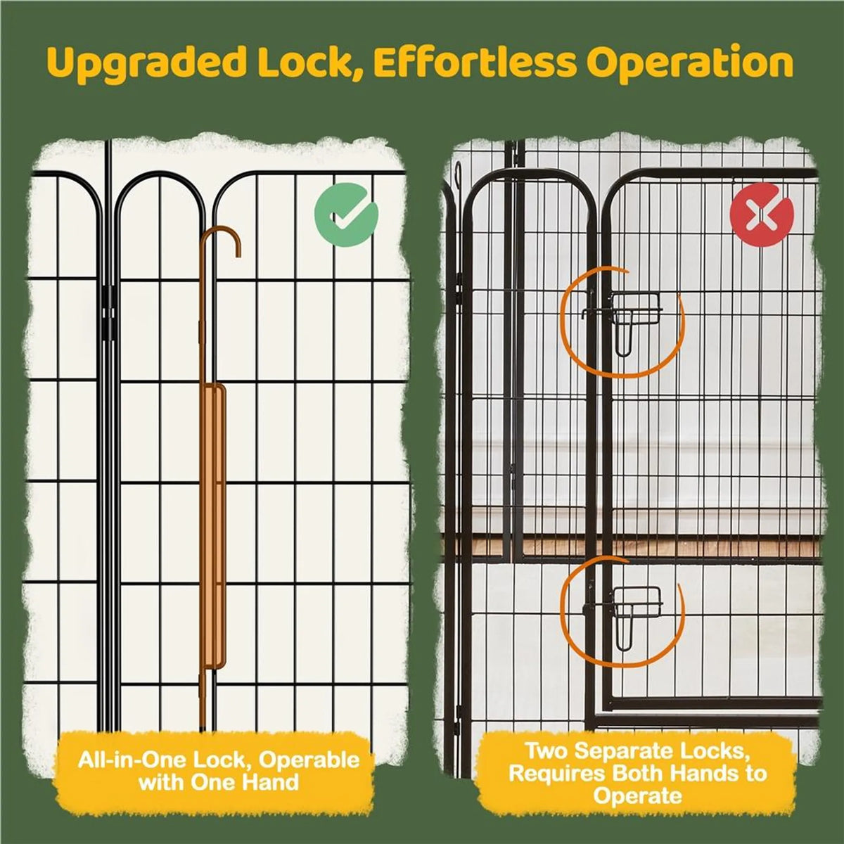 Yaheetech – Sicherer und flexibler Hundepark mit 8 Elementen, 60 cm – Mattschwarz – Metall