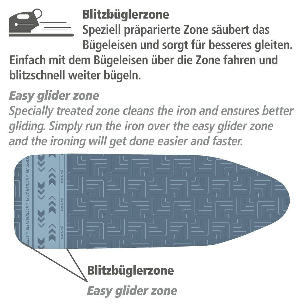WENKO Air Comfort Blitzbügler Bügelbrettbezug XL/Universal – bis zu 140 x 48 cm – 5 Lagen