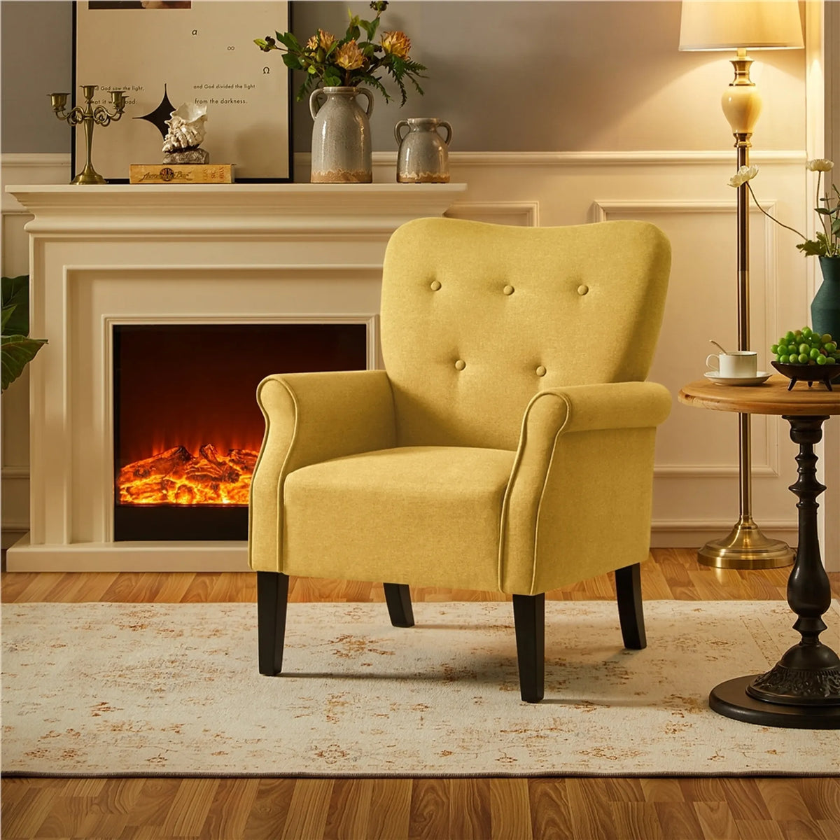 Yaheetech Lounge-Sessel mit Holzbeinen – 74 x 72 x 94 cm – Gelb