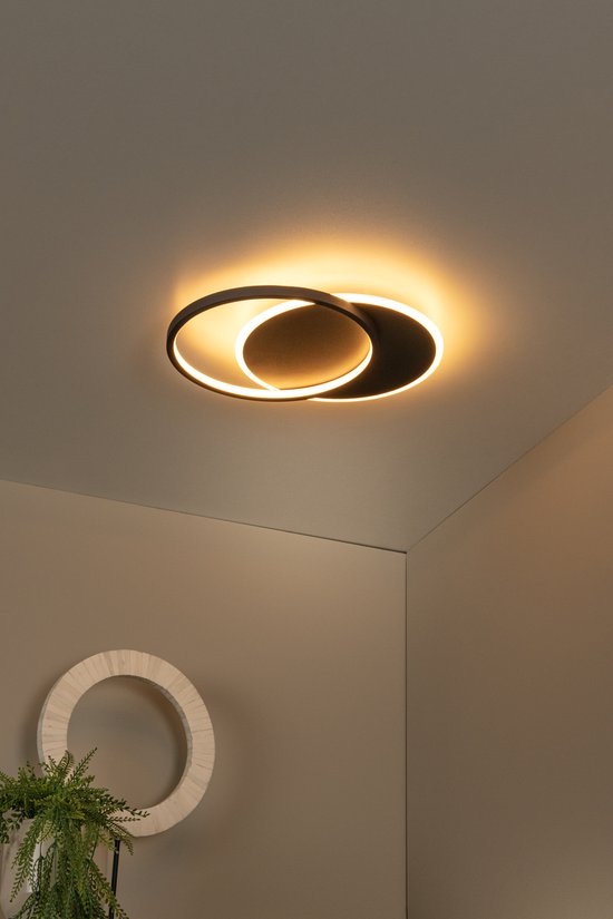 Lucide AXELLE – Deckenleuchte – Ø 29,5 cm – LED 3-Stufen-Dimmer – 1x24 W, 2700 K – Schwarz