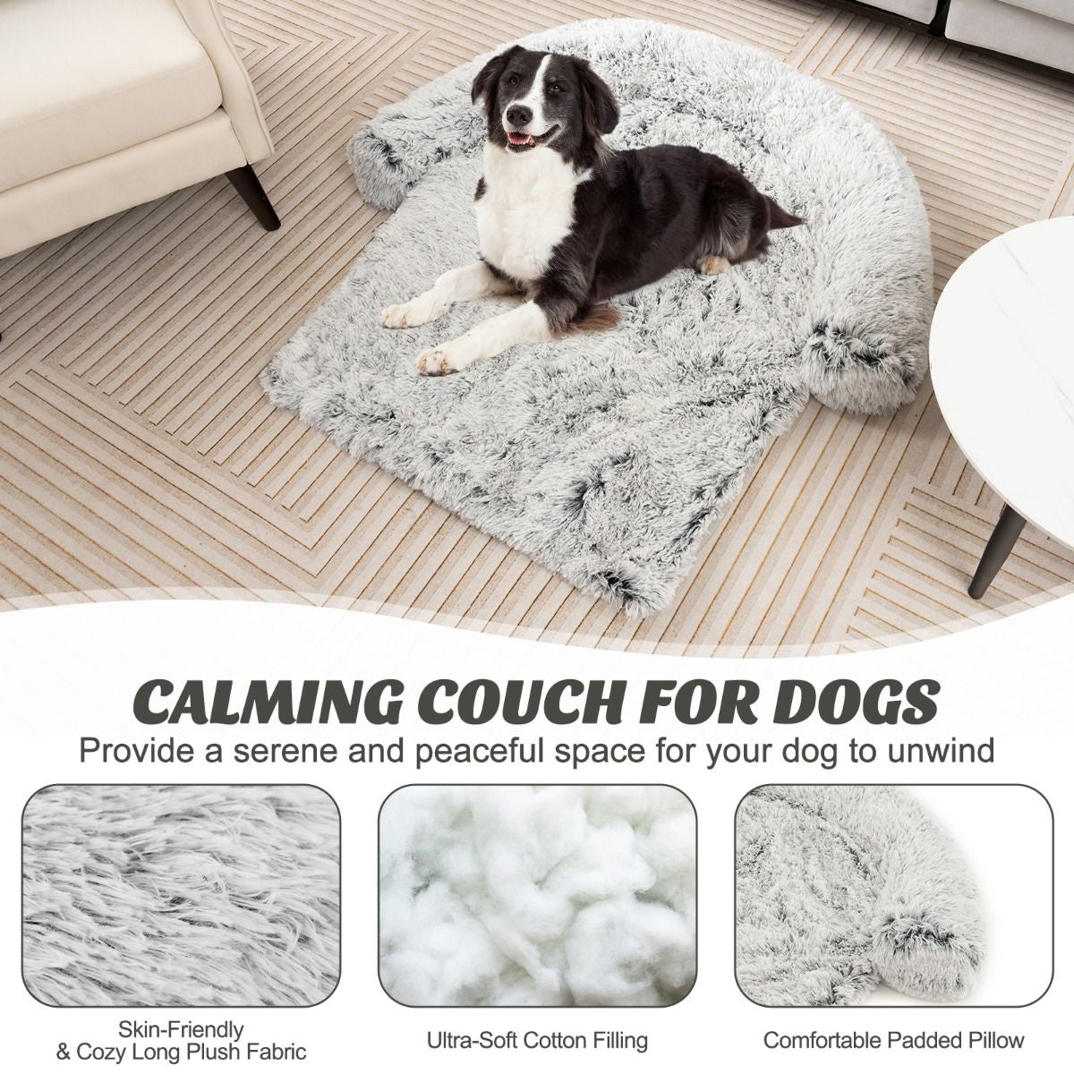 Coast Hundedecke - Plüsch - waschbar - 112 x 108 x 18 cm - Grau