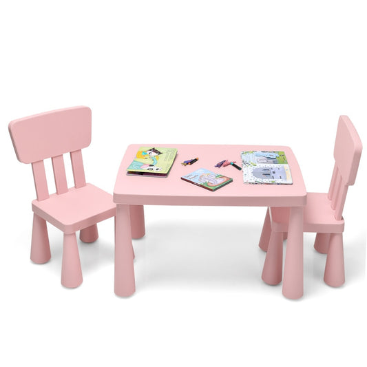 Coast Kindertisch mit 2 Stühlen - Multifunktionales Kindermöbel-Set zum Malen, Essen & Lernen - Pink