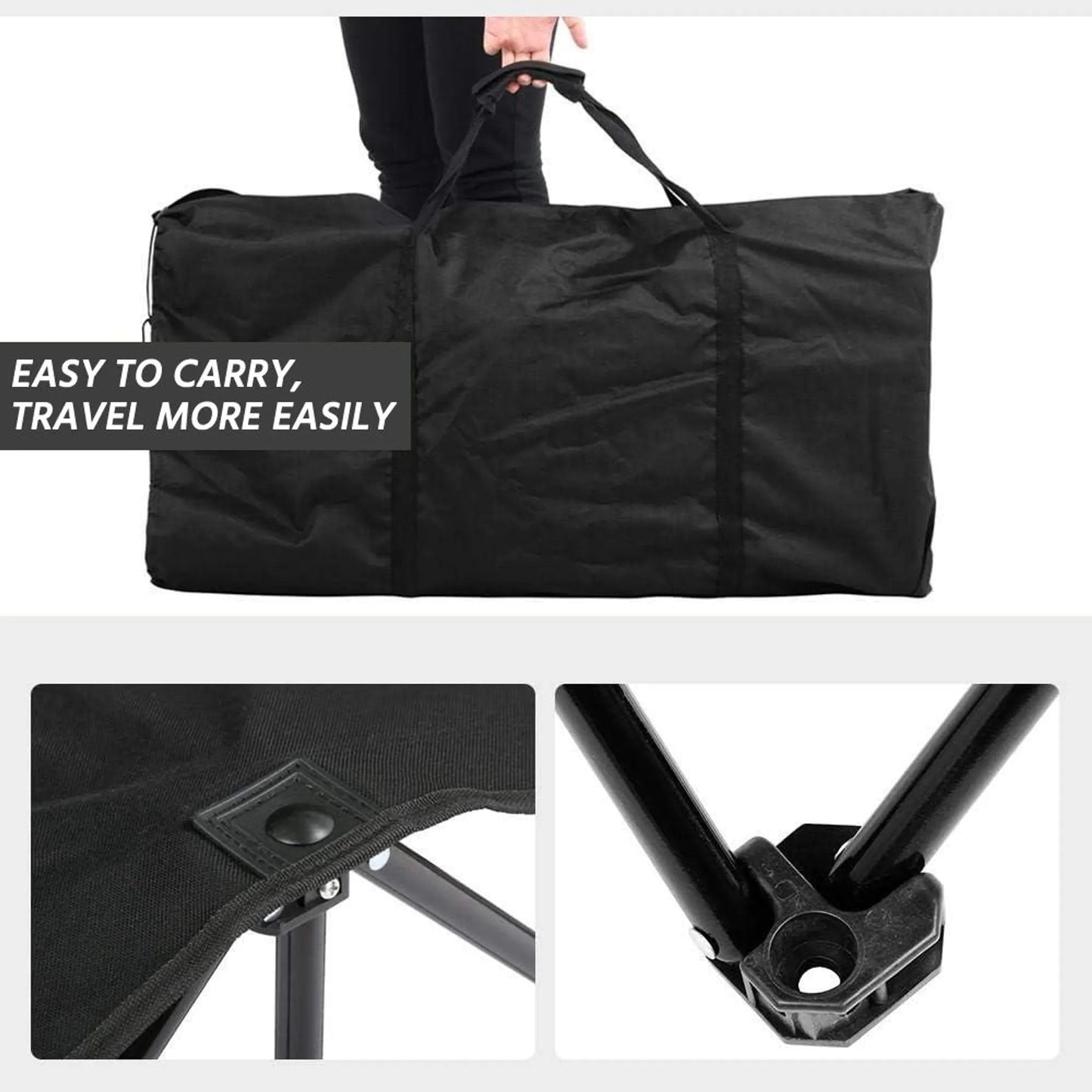 Yaheetech Camping Bank faltbar 6-Personen - 270 x 49 x 82 cm - Ausgestattet mit 600D Oxford-Gewebe und Tragetasche und Seitentaschen - Für Sportmannschaften und Veranstaltungen - Schwarz Metall