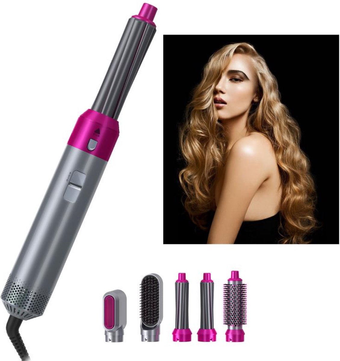 Yiko - Heißluftstyler - 5 in 1 Haarbürste - bis 140°C - Salon Perfect Hair - Lila