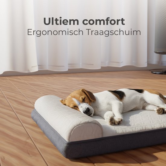 CozySense® Orthopädisches Hundekissen 100 X 70 cm - Größe XL - Wasserdicht - Geeignet als Sitzkissen & Hundebett - Waschbarer Bezug - Weiß