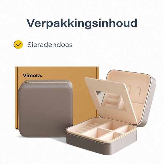 Vimora Schmuckkästchen mit Spiegel - Für Schmuck, Halsketten, Ohrringe, Armbänder - Box - Erwachsene - Mädchen - Frauen - Damen