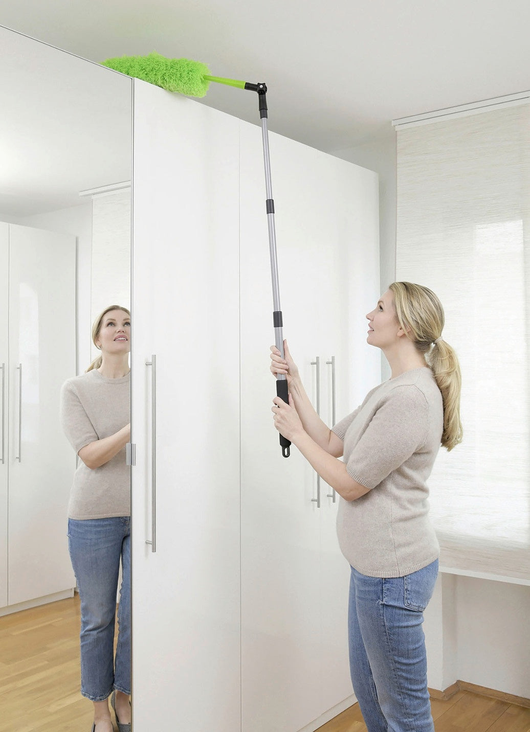Maximex Teleskop-Staubwischer mit 90°-Gelenk – 56–122 cm – Arbeitshöhe bis zu 4 Metern