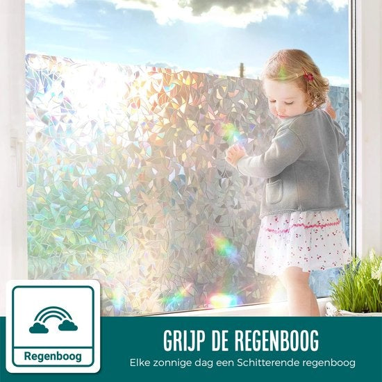 Homewell Fensterfolie HR++ 45x200cm - Solar & Isolierend - Statisch - Regenbogen Splitter