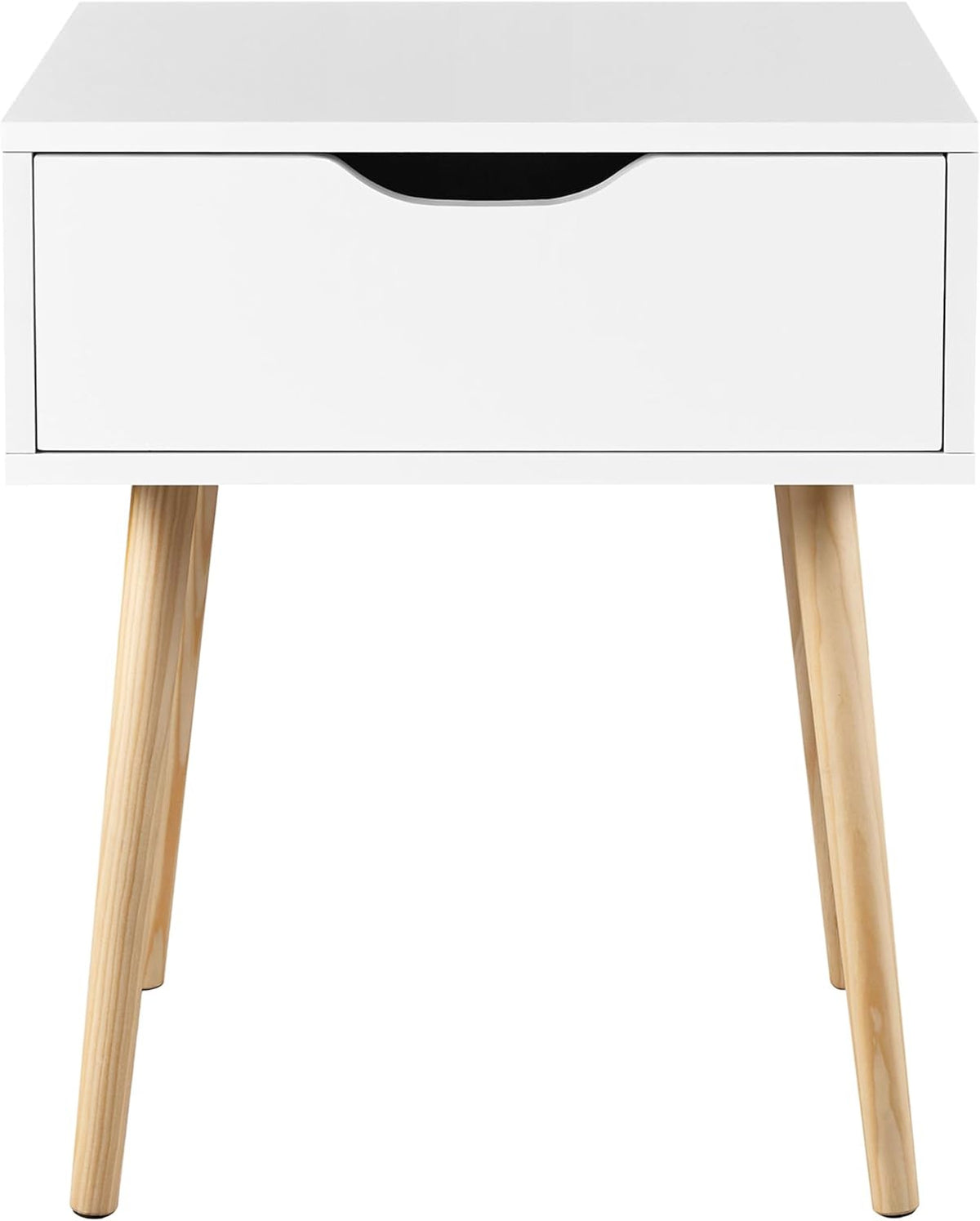 Yaheetech Nachttisch/Beistelltisch im skandinavischen Stil aus massivem Kiefernholz mit Schublade – 48,5 x 41 x 57,5 cm – Weiß
