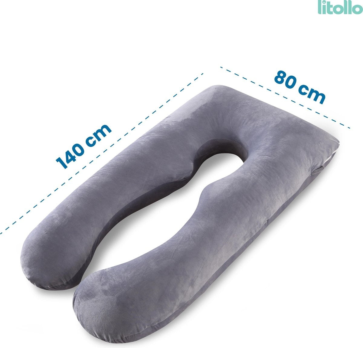 LitolloÂ¬Ã† Umstandskissen XXL | Stillkissen | Körperkissen| 280cm | Weiches Vliesgewebe | Körperkissen | Abnehmbarer Bezug | Grau
