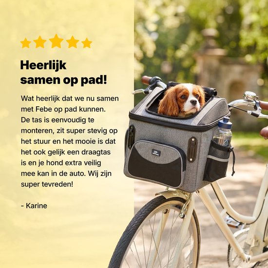 Jake und Jacky Hunde-Fahrradkorb – Fahrradkorb für den Hund vorne – Hunde-Fahrradkorb – Autositz für Hunde – Kleine Hunde bis max. 8 kg – 39 x 28 x 34 cm