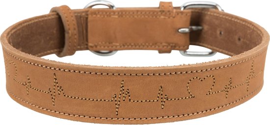 Trixie – Rustikales Lederhalsband „Hartslag“ – Braun – 55–65 × 4 cm