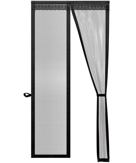 O'DADDY Türvorhang Deluxe FIBER - Magnetischer Fliegenvorhang - Für Neubau- und Standardtüren - Einfache Montage - Schwarzes Horn - 85x205 cm