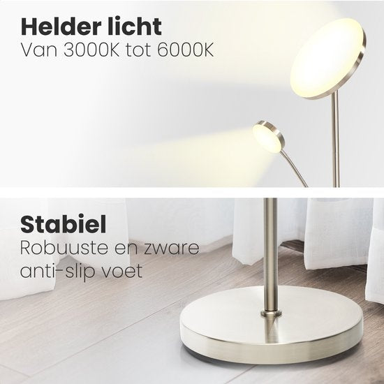 Auronic Stehleuchte - Stehleuchte Industrial - 181cm - LED - Dimmbar und neigbar - mit Fernbedienung - Geeignet für Wohnzimmer - Silber