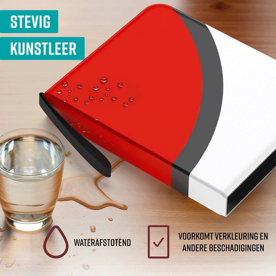 NAPI Sammelmappe für 400 Karten - Sammelmappe für Karten - 4 Fächer - Kunstleder - Premium Kartenmappe mit Reißverschluss - 50 Seiten - A5 Format - Rot/Weiß