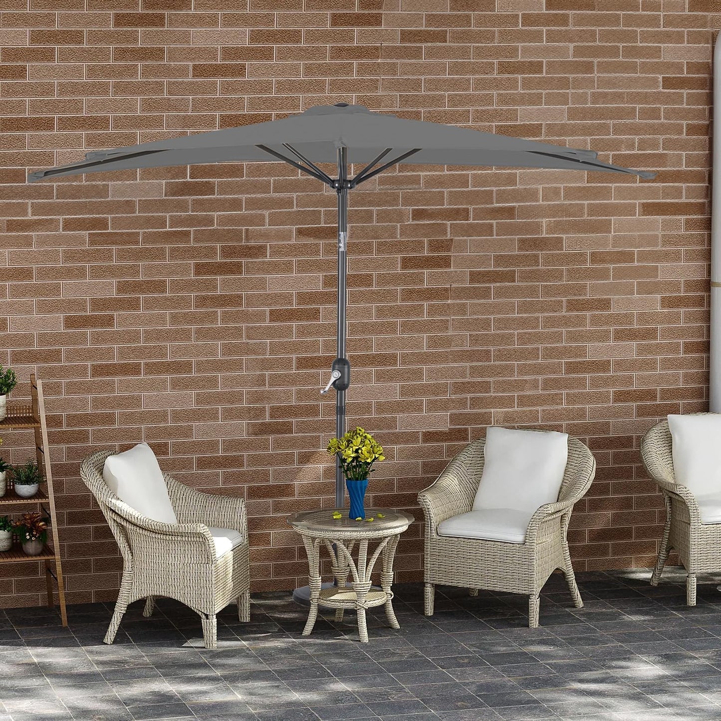 Angel Living Balkon-Sonnenschirm - halbrund - 265 x 130 cm - Grau