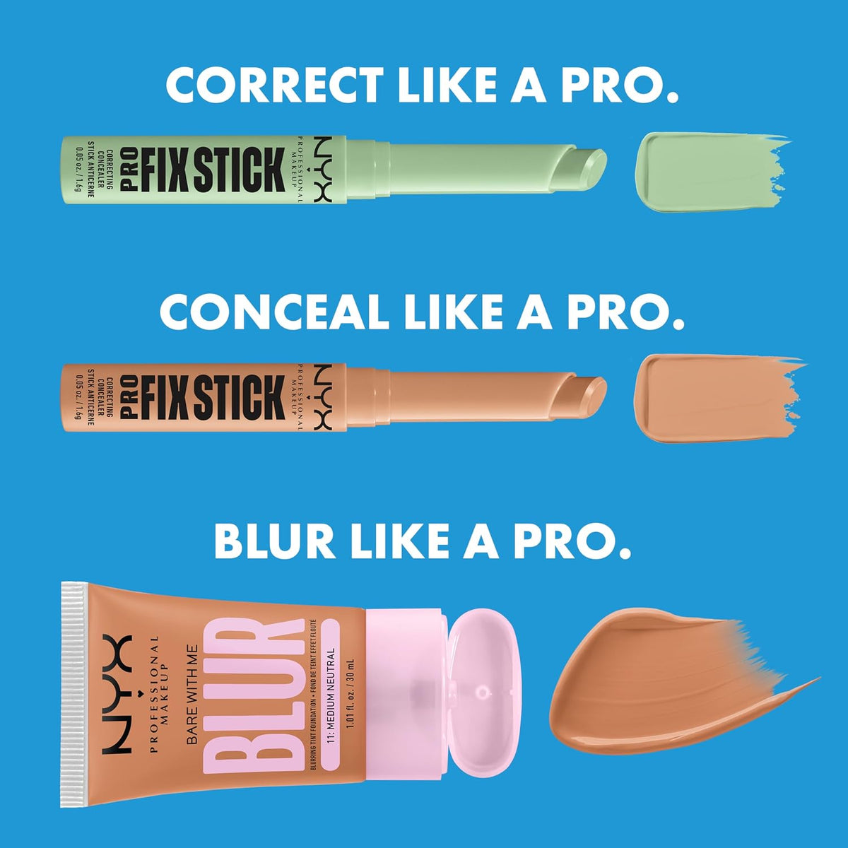 Nyx Professional Makeup Concealer Correcting Stick Pro Fix 12H – Nutmeg – vegane Formel – 11 cm