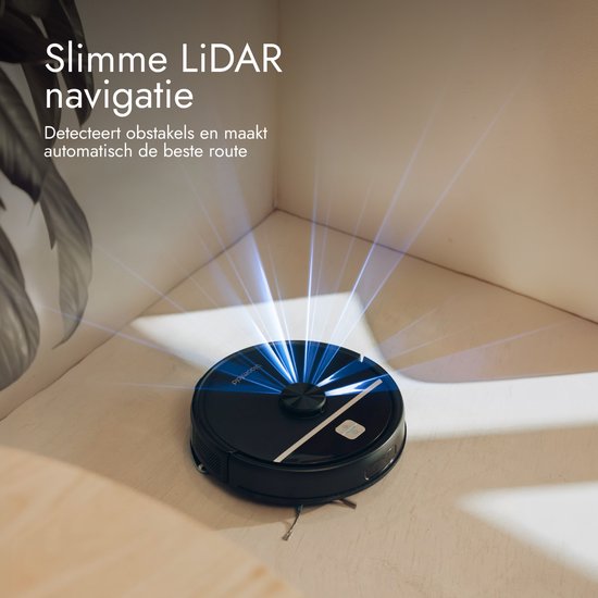 Bloomfold Roboterstaubsauger mit Wischfunktion und Entleerungsstation – 19.000 Pa Saugkraft – LiDAR-Navigation – 180 Minuten – Intelligenter KI-Roboterstaubsauger – Geeignet für Tierhaare