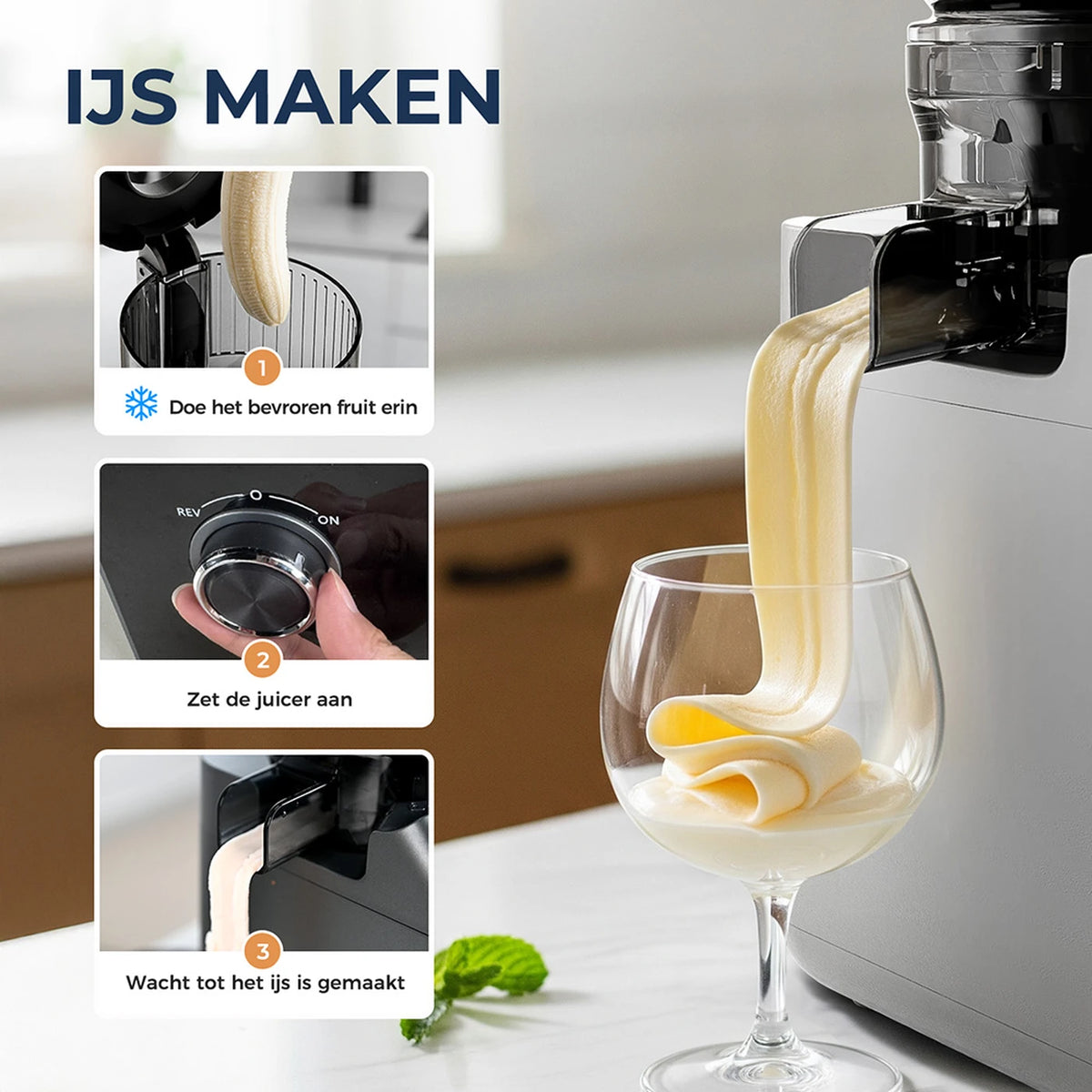Rouny Slow Juicer FF Pro Max – 150 W Kaltpress-Entsafter – 130 mm Einfüllöffnung – Filterfrei – Fruchteis-Funktion – 1,8 l – Schwarz