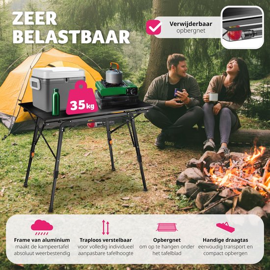 tectake -  Aluminium Campingtisch Campingtisch - klappbar - höhenverstellbar - LxBxH: ca. 90x52x47cm - schwarz - 404983