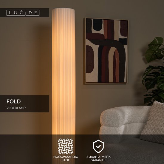 Lucide FOLD – Stehlampe – Ø 20 cm – 3xE27 – Weiß – Japandi