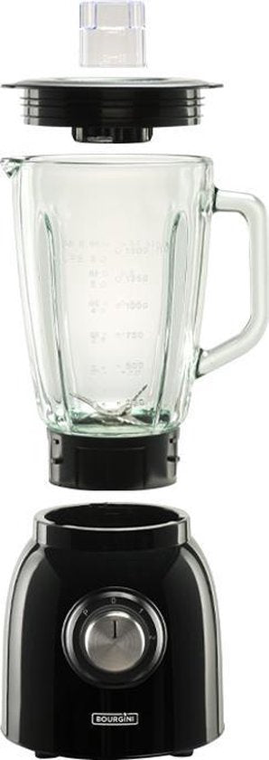 Bourgini Nostalgic Blender Schwarz 1.5L - Glaskrug - Schwarz - Eiszerkleinerer - Mixer - 600 Watt