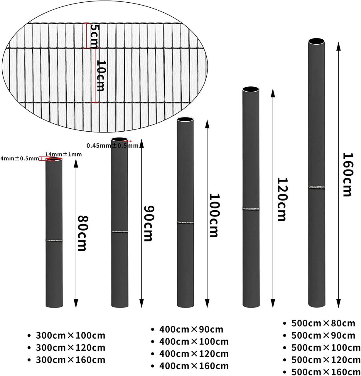 WOLTU PVC-Sichtschutzmatte – Windschutz – Grau – 400 x 100 cm