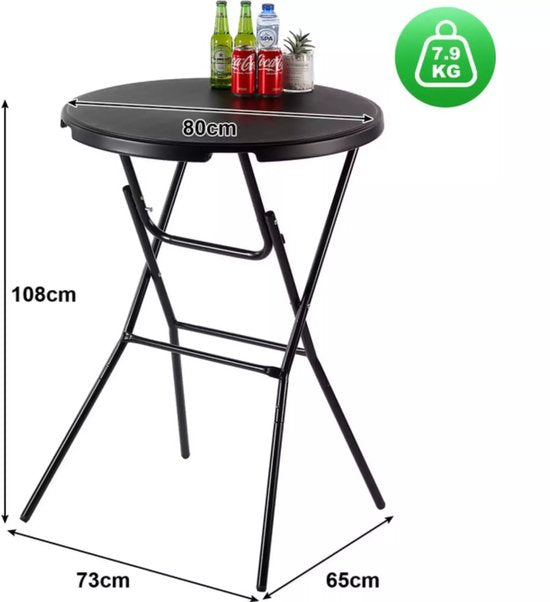 Bardi 2 x Stand Tisch Zusammenklappbar 80 x 110 cm. Schwarz