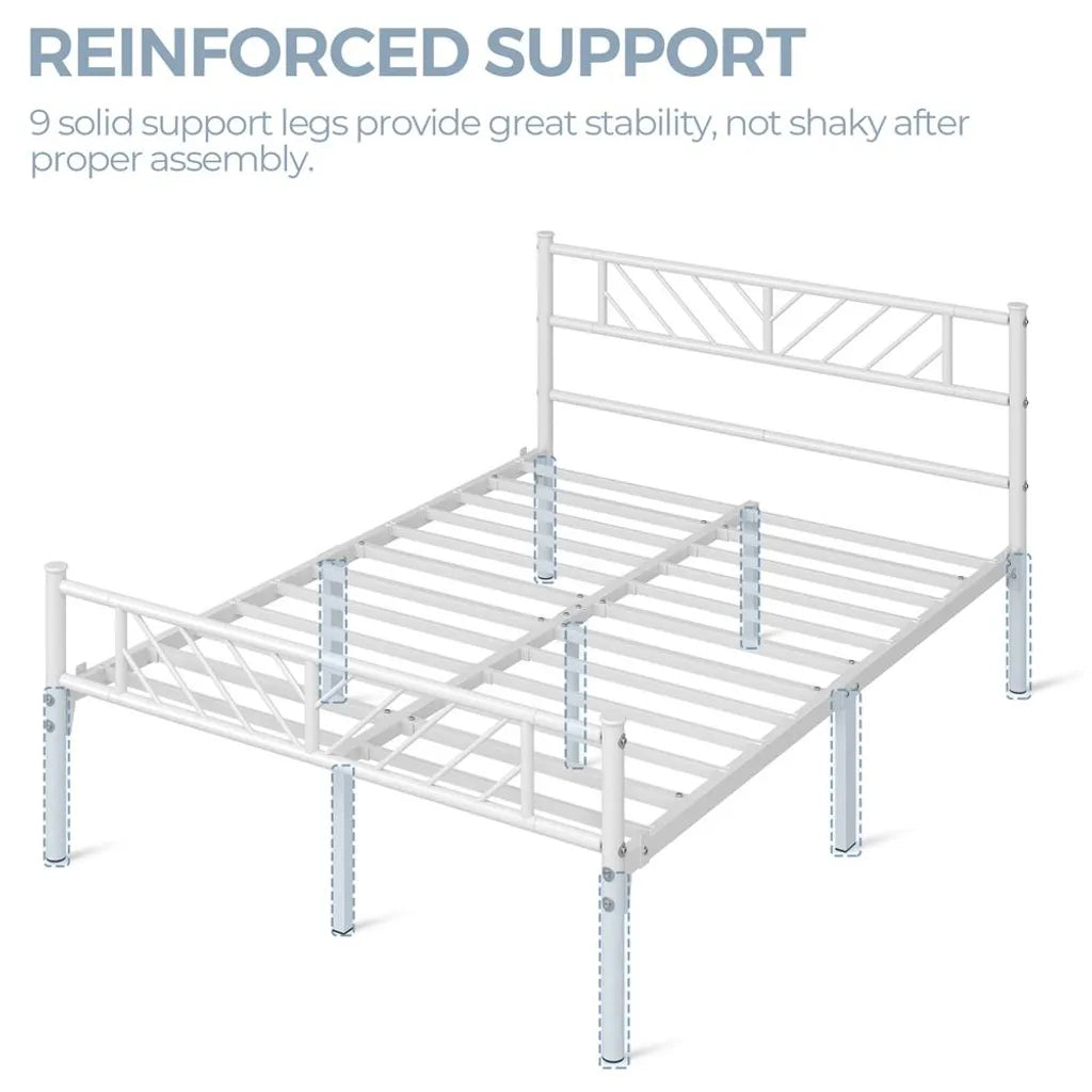 Yaheetech Metallbettgestell – Lattenrost – 140 x 200 cm – 32 cm Stauraum – Weiß