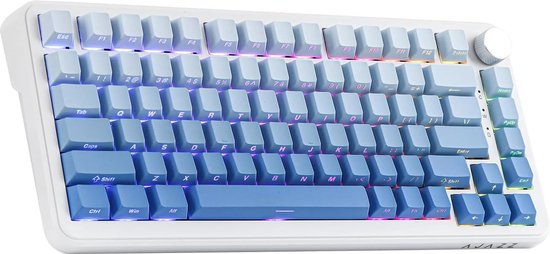 Ajazz AK820 MAX - 75% Wireless Gaming Keyboard - Mechanisch - Seitlich bedruckte Tasten - Dichtung - Hot Swap - Tri Mode - QWERTY Tastatur - 82 Tasten - Gradient Blue