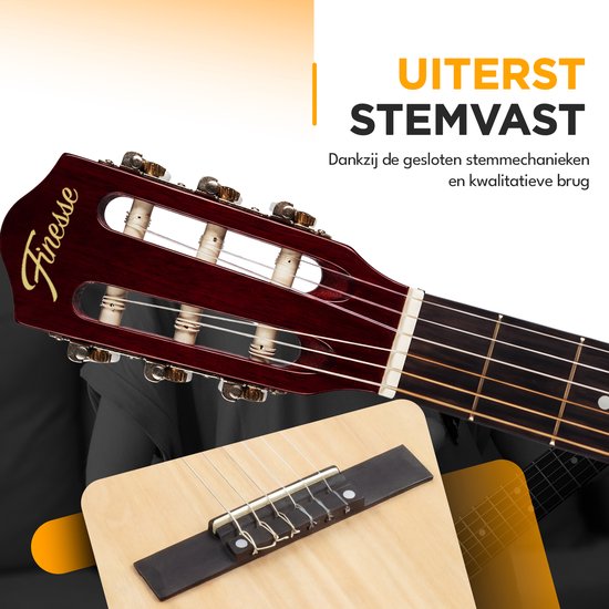 Finesse Akustikgitarre - mit Videokurs - Nylonsaiten - Klassische Gitarre - Spanische Gitarre - Kind - Erwachsene - Natur